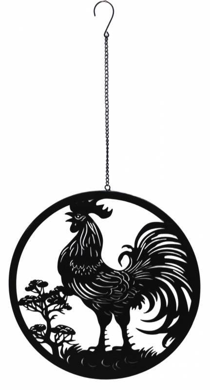 Hanging Rooster Metal Wall Art 40x77cm V637-E522916