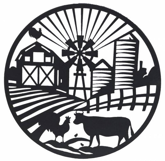 Round Farm Life Metal Wall Art 40cm V637-E522918