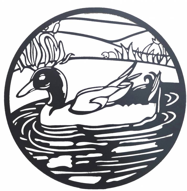 Round Friendly Duck Metal Wall Art 60cm V637-E522923