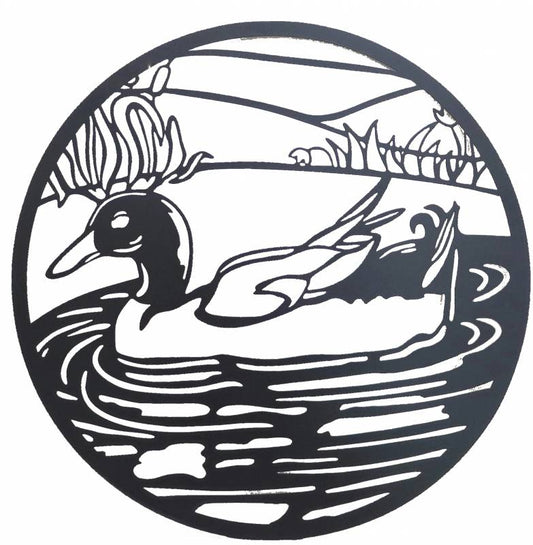 Round Friendly Duck Metal Wall Art 60cm V637-E522923