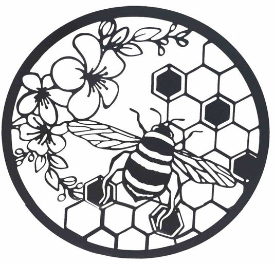 Beehive Producing Honey Metal Wall Art 60cm V637-E522944