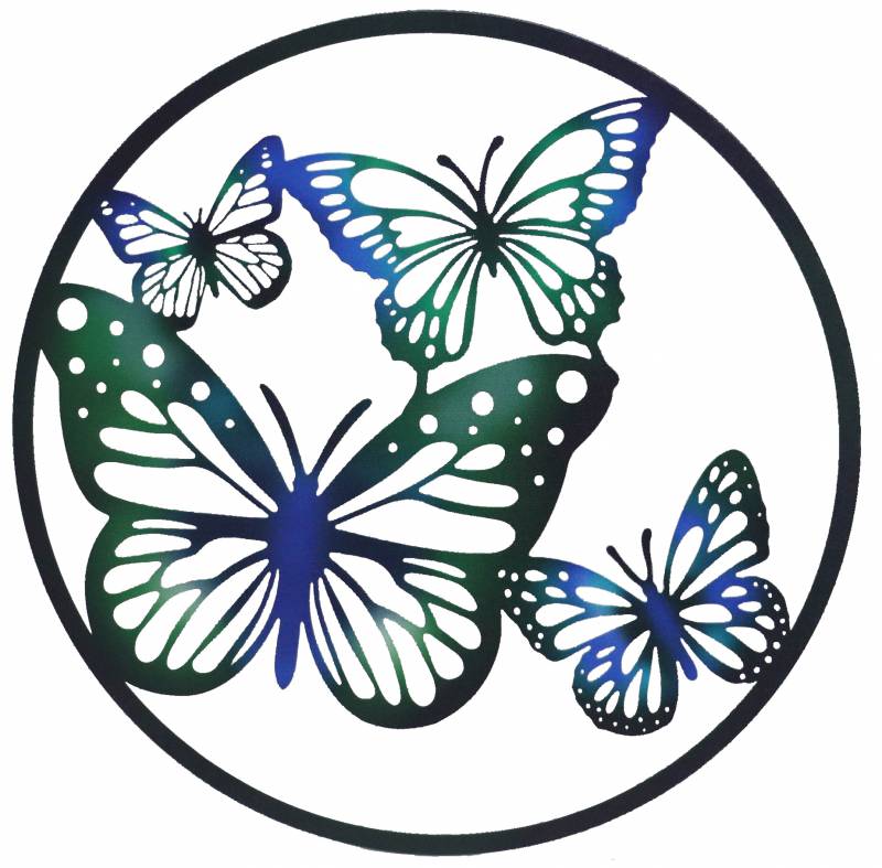 Round Butterfly Quad Metal Wall Art 60cm V637-E522945