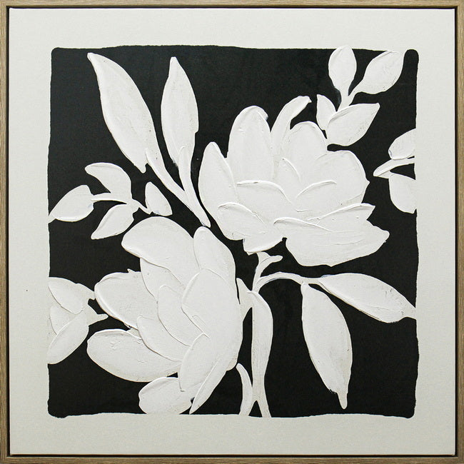 Black & White Blooms Framed Artwork 80cm V637-E533468