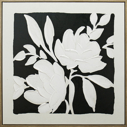 Black & White Blooms Framed Artwork 80cm V637-E533468