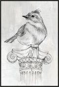 Bird on Column Framed Canvas 90cm V637-E592483
