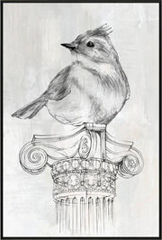 Bird on Column Framed Canvas 90cm V637-E592483