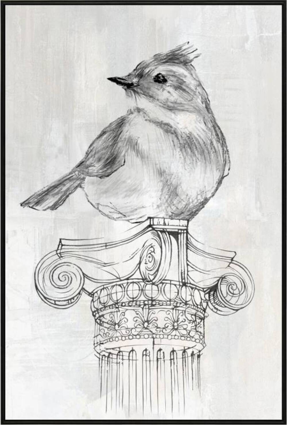 Bird on Column Framed Canvas 90cm V637-E592483