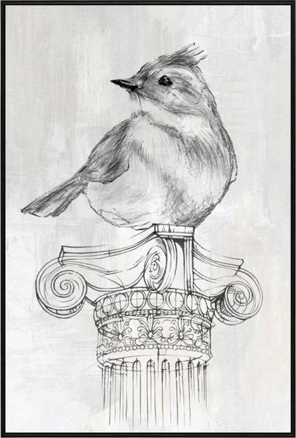 Bird on Column Framed Canvas 90cm V637-E592483