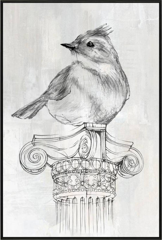 Bird on Column Framed Canvas 90cm V637-E592483
