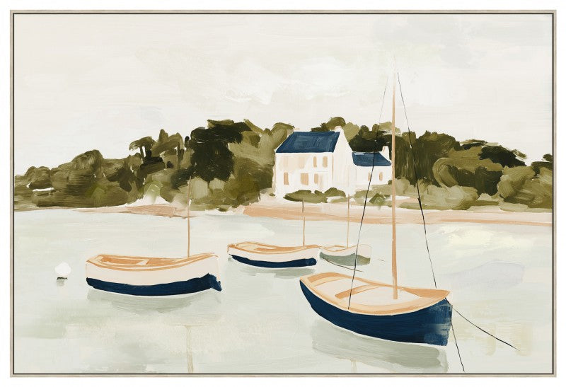 Boats By The Bay Framed Artwork 120cm V637-E592689