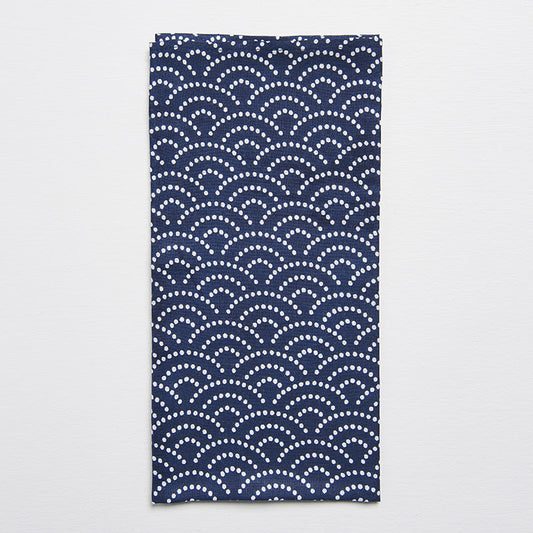 Furoshiki Gift Wrap 50cm Wave Pattern On Blue V637-F0012
