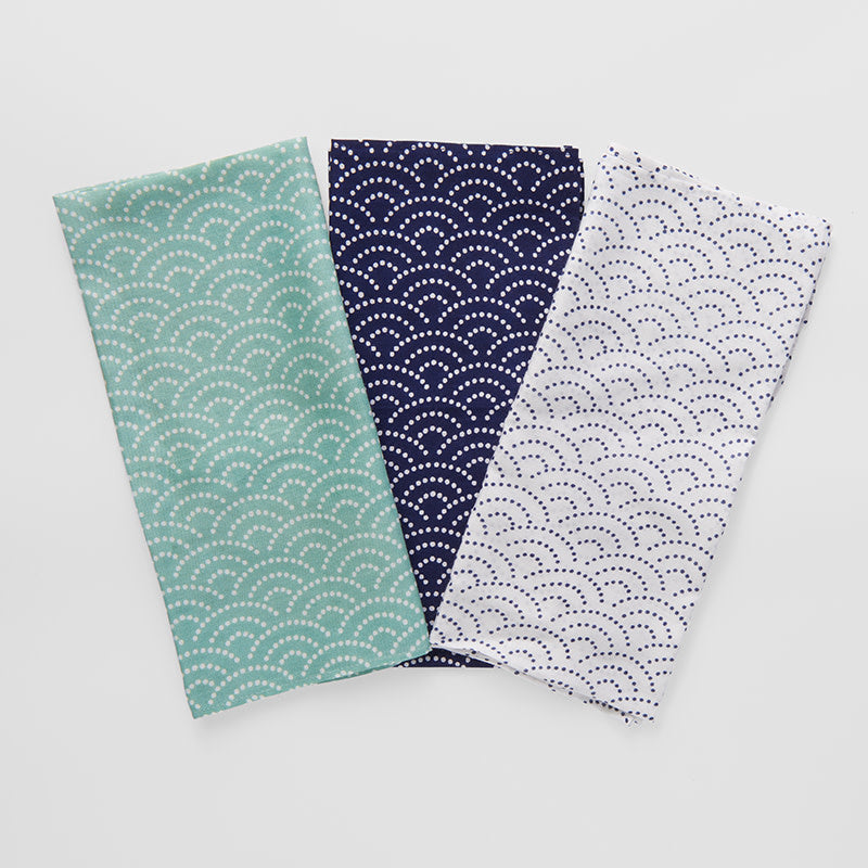 Furoshiki Gift Wrap 50cm Wave Pattern On Blue V637-F0012