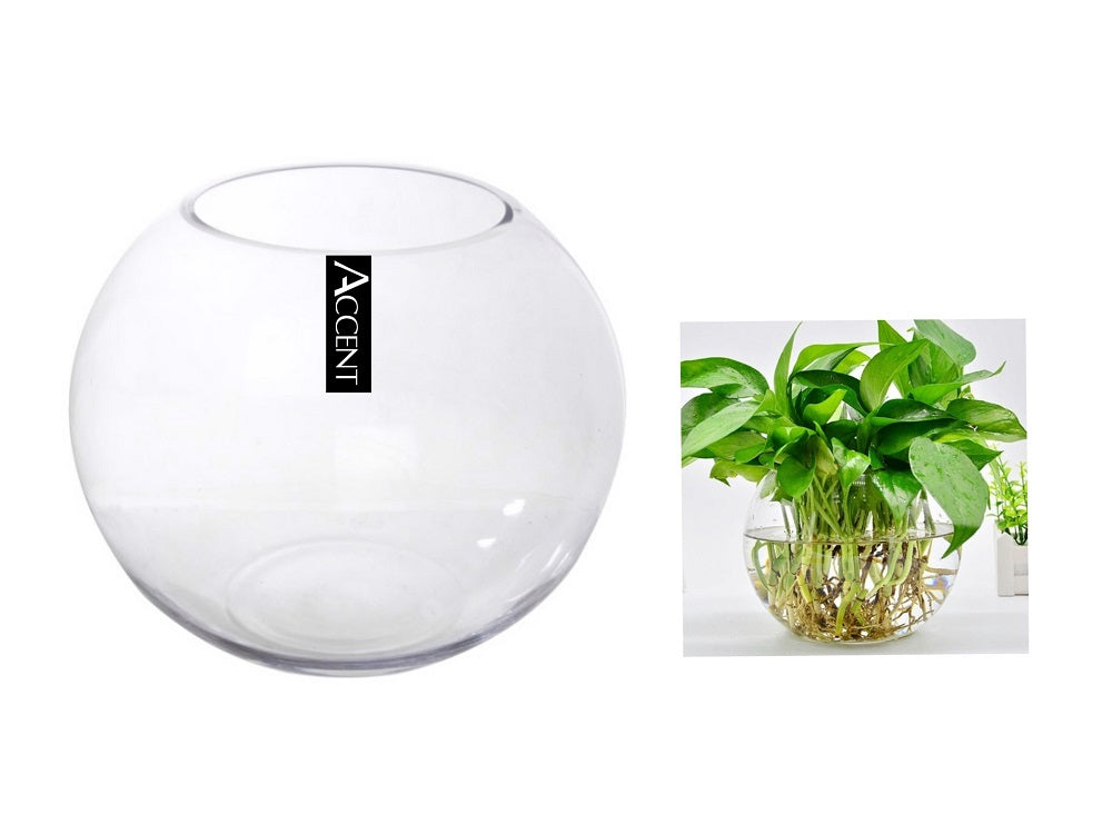 Glass Rose Round Fish Bowl 25x19cm V637-GBO30321