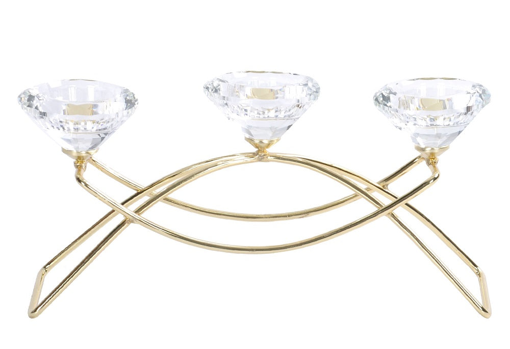 Gold Metal Diamond Shape Tealight Candle Holder Lantern 26cm V637-GCH31497