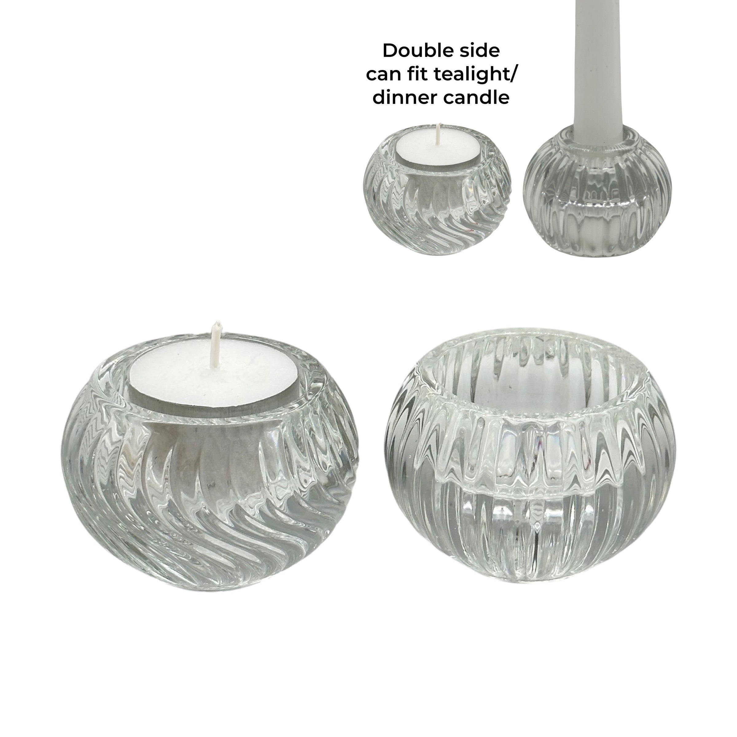 bulk 36 Clear Patterned Glass Candle Holder 2 Assorted 6x4cm V637-GCH35579