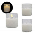 bulk 12 Patterned Glass Jar Led Candle Assort 10cm V637-GCH37470