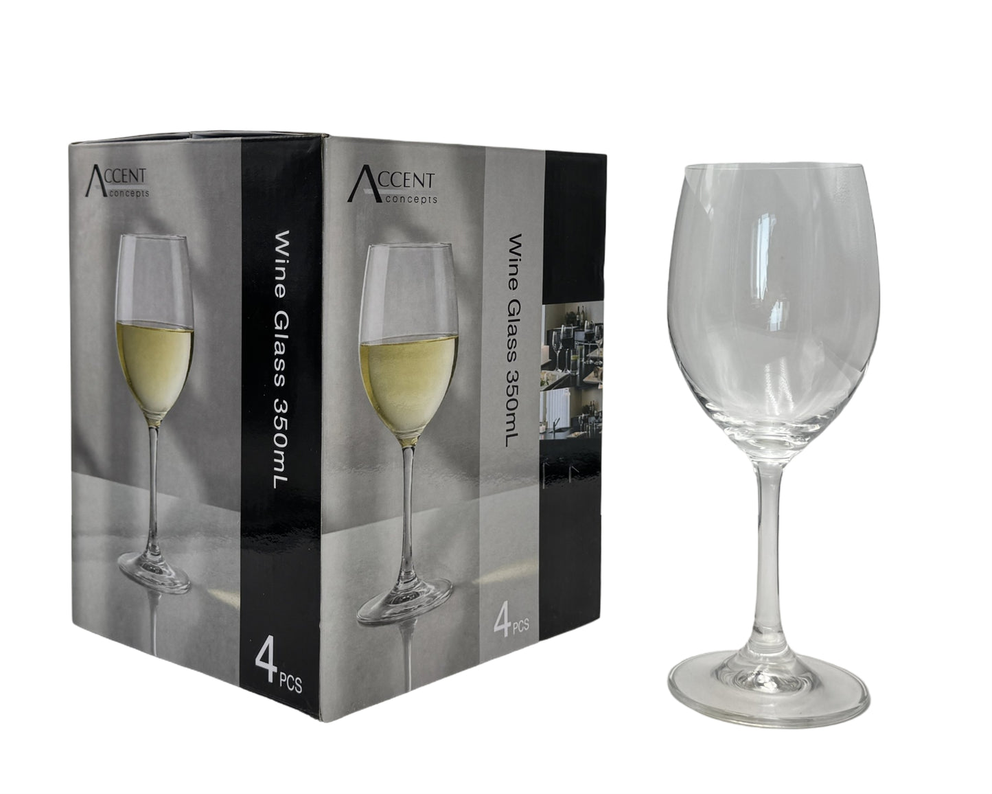 bulk 24 Clear Wine Glass in Gift Pack 350ml V637-GLA38692