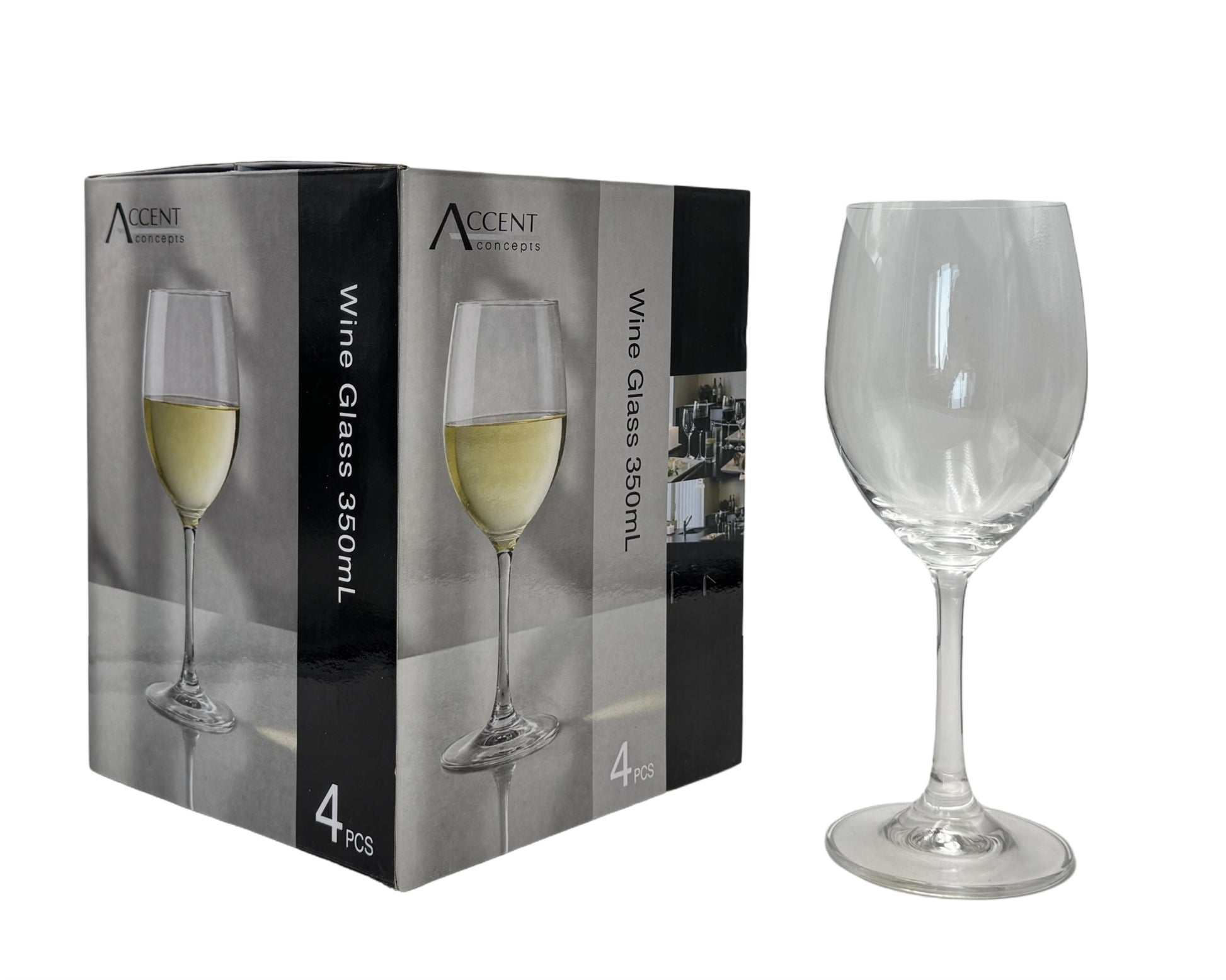 bulk 24 Clear Wine Glass in Gift Pack 350ml V637-GLA38692