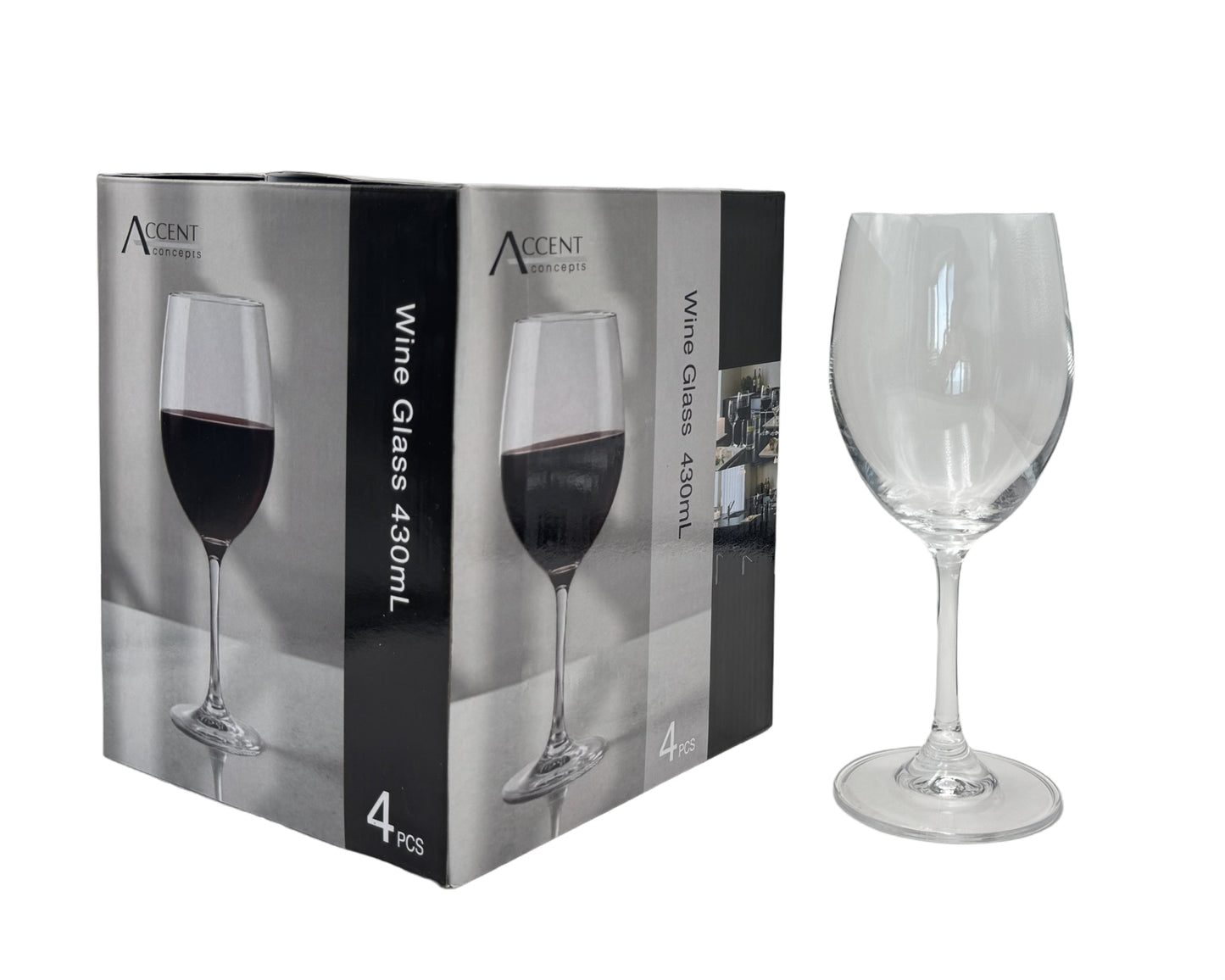 bulk 24 Clear Wine Glass in Gift Pack 430ml V637-GLA38693