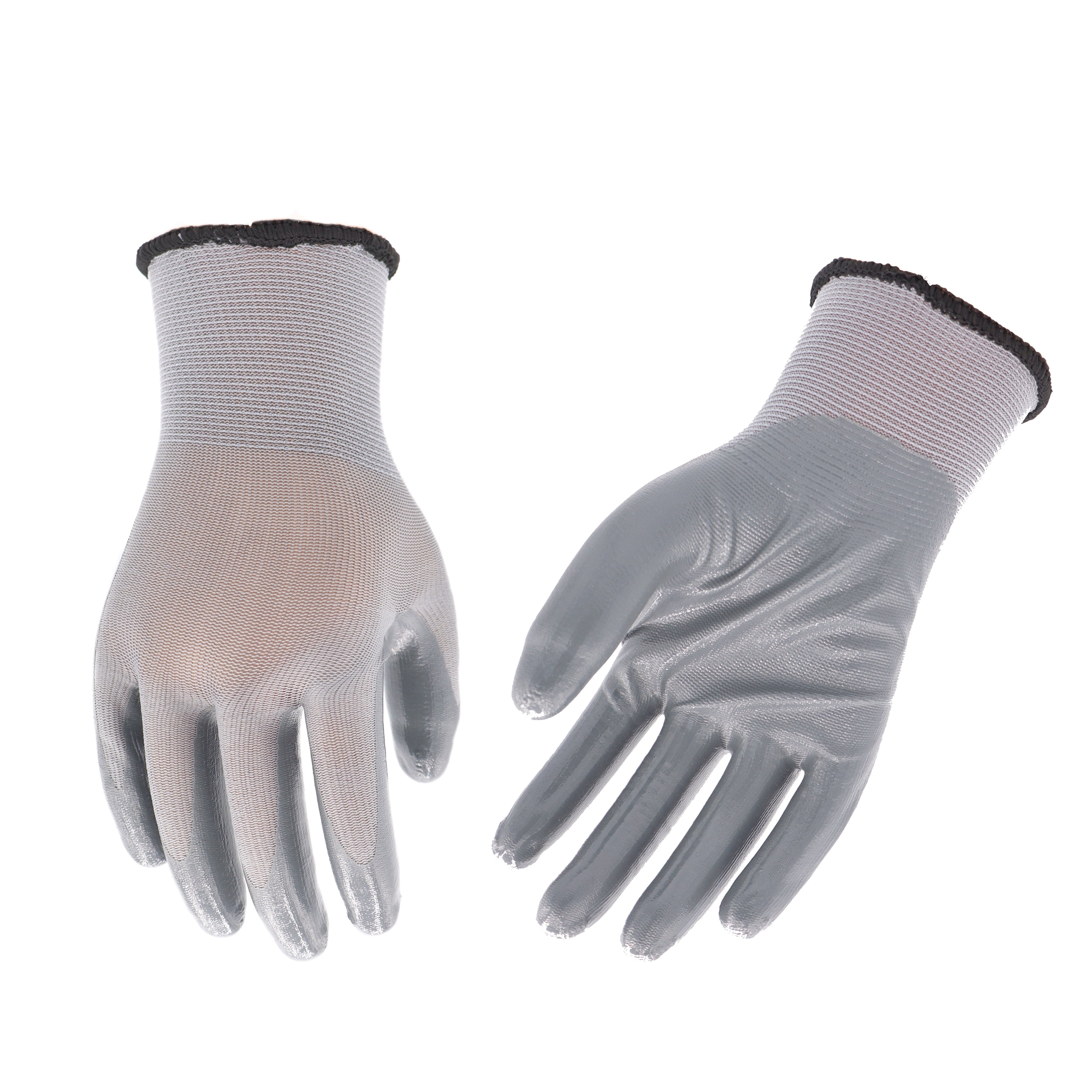 bulk 24 Grey Nitrile Garden Gloves Coated 2 Sizes Assort V637-GRT32793