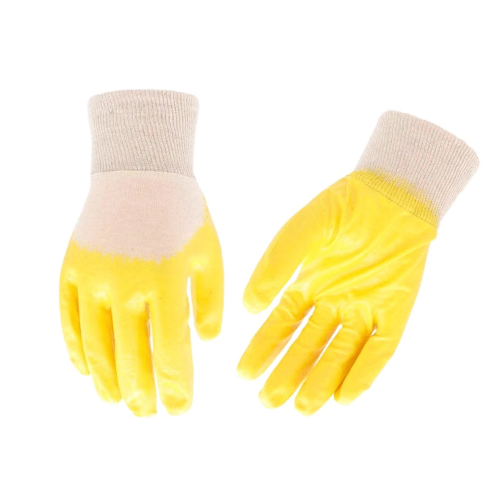 bulk 24 Yellow Nitrile Garden Gloves Coated w Interlock Liner 2 Sizes V637-GRT32796