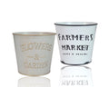 Set 2 Farmers Market Metal Planter Round Assort 14cm V637-GRT32875
