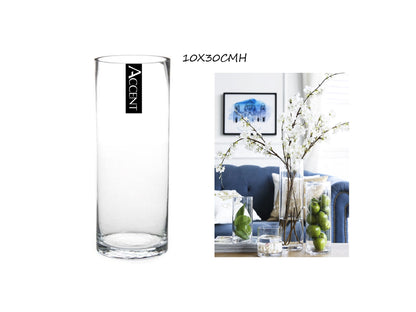 bulk 12 Glass Cylinder Vase 30cm V637-GVA30279