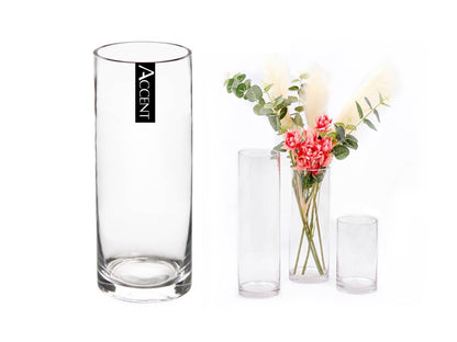 bulk 6 Glass Cylinder Vase Flower 35cm V637-GVA30283