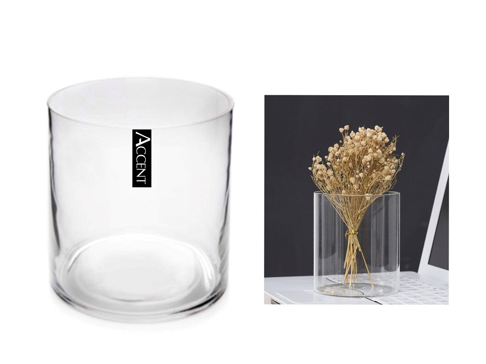 bulk 6 Glass Cylinder Decorative Vase 25cm V637-GVA30287