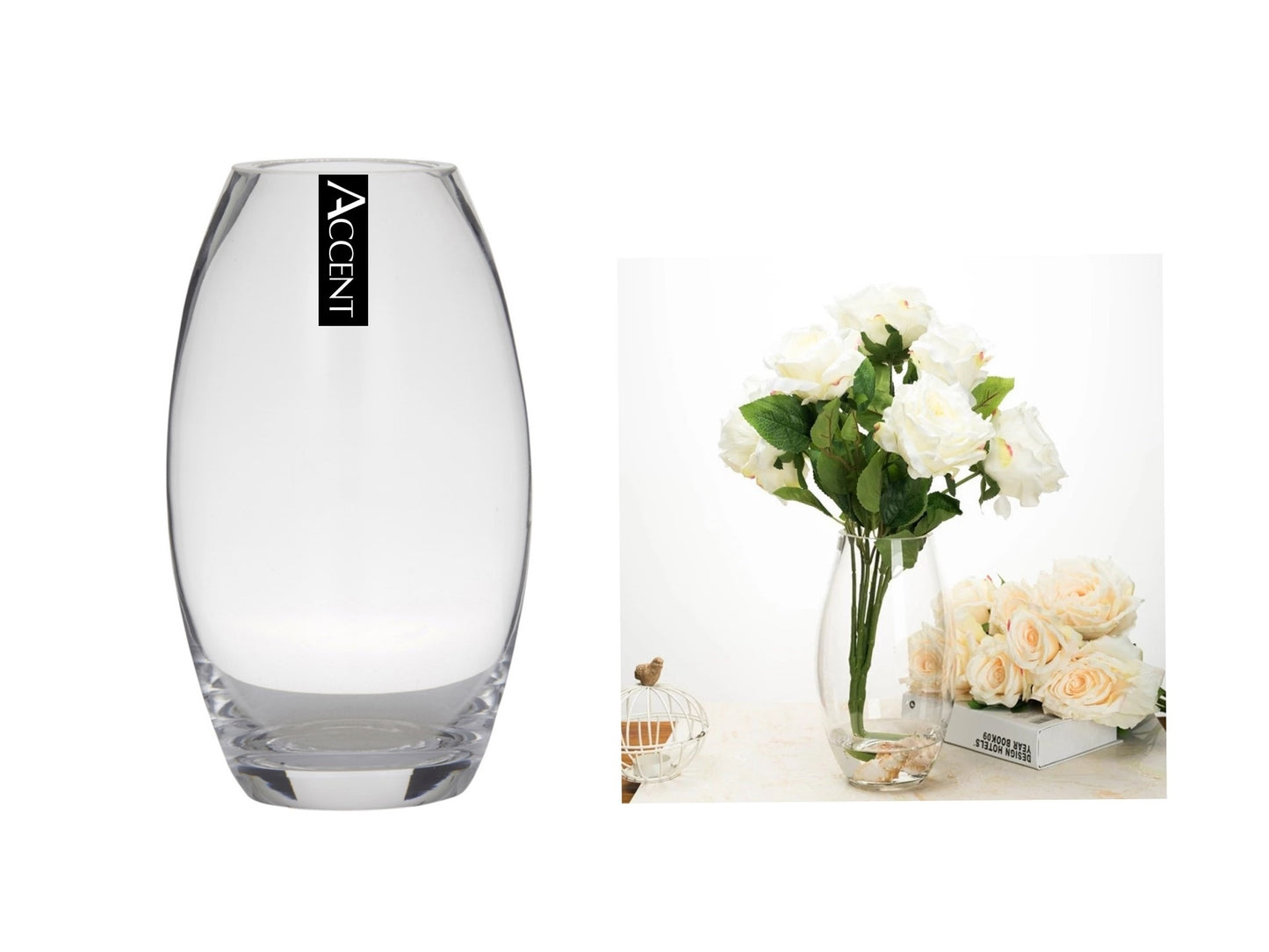 bulk 6 Round Belly Glass Vase Flower 31cm V637-GVA30308