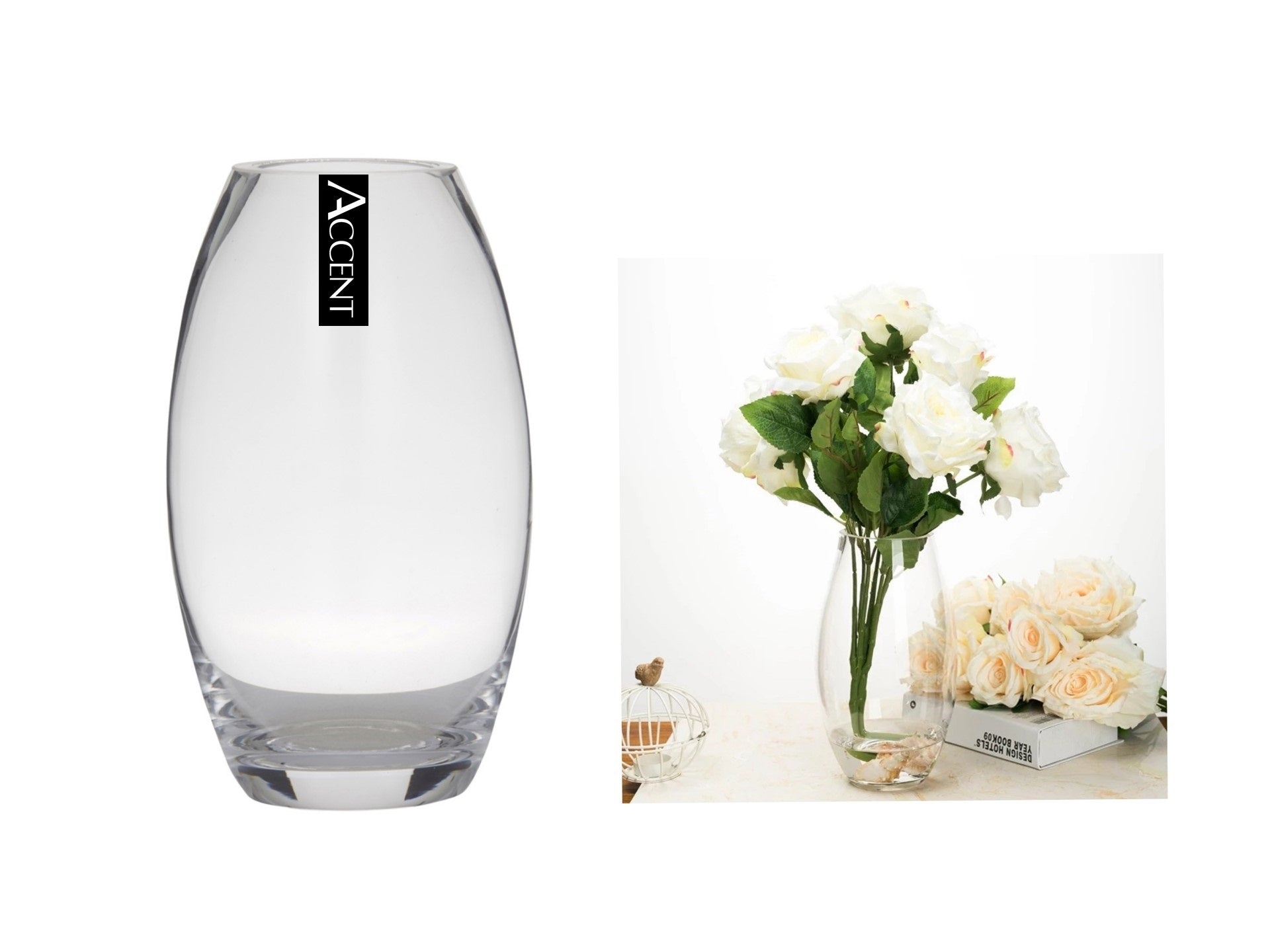 bulk 6 Round Belly Glass Vase Flower 31cm V637-GVA30308