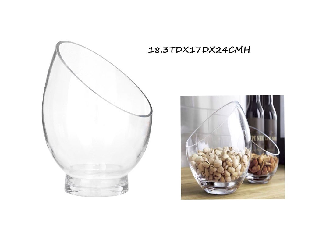 bulk 6 Glass Angle Top Vase 24cm V637-GVA30313