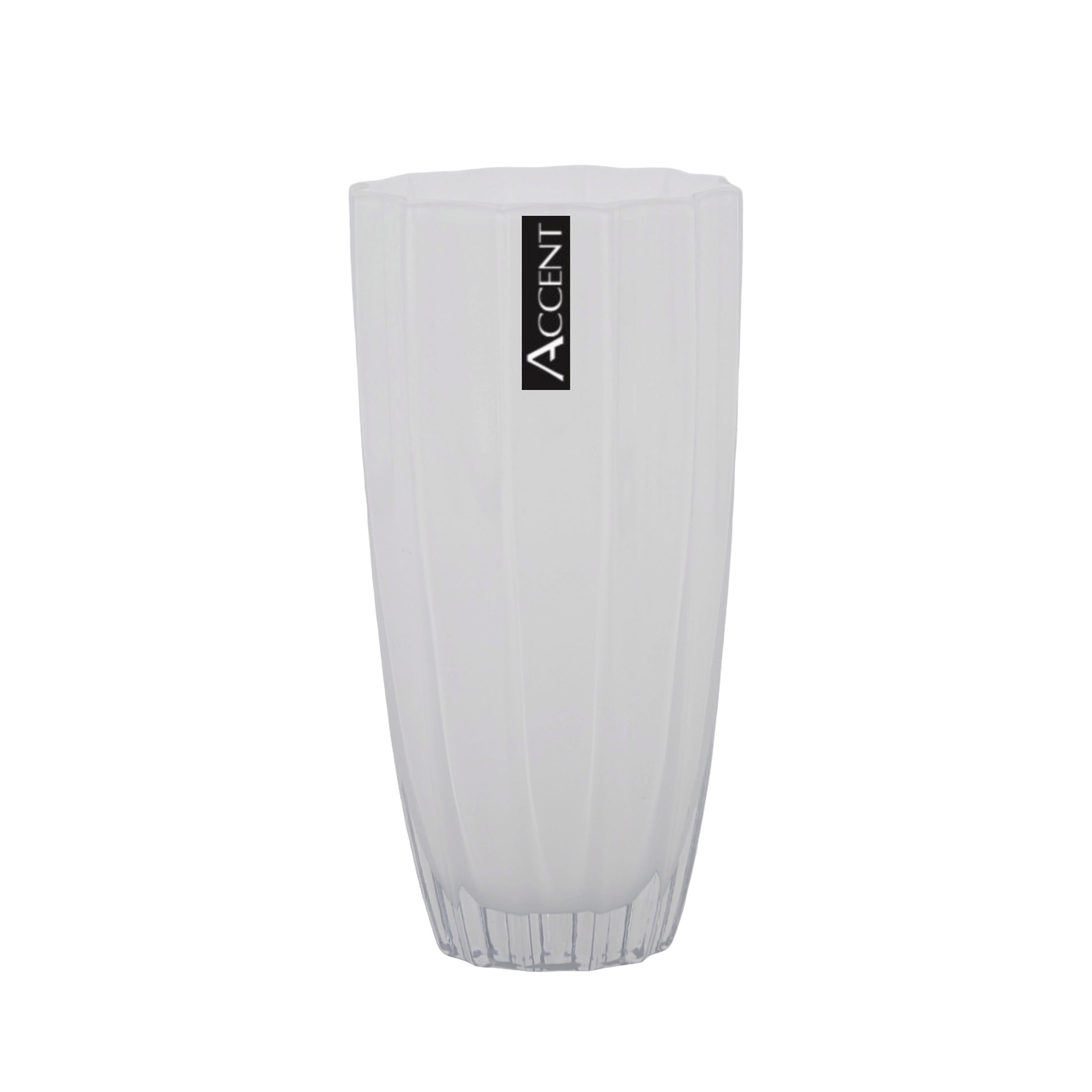 bulk 6 White Concave Ripple Vase 25cm V637-GVA38793