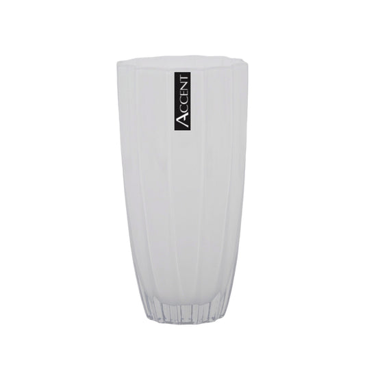 bulk 6 White Concave Ripple Vase 25cm V637-GVA38793