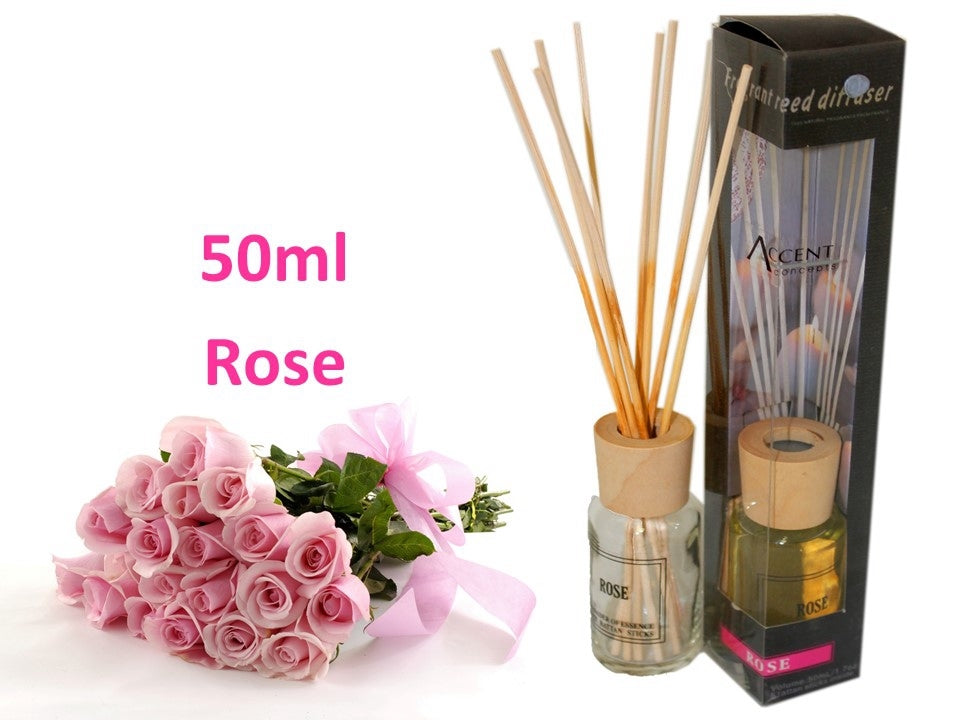 bulk 24 Scented Oil Diffuser Rose 50Ml 8 Rattan Sticks V637-INC22611