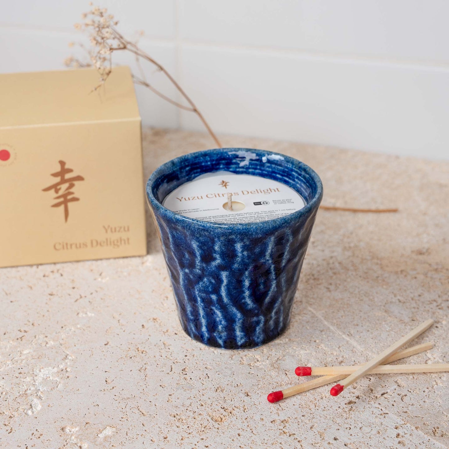 Candle Kyoto in Bloom Blue Ceramic 180g V637-K0052B