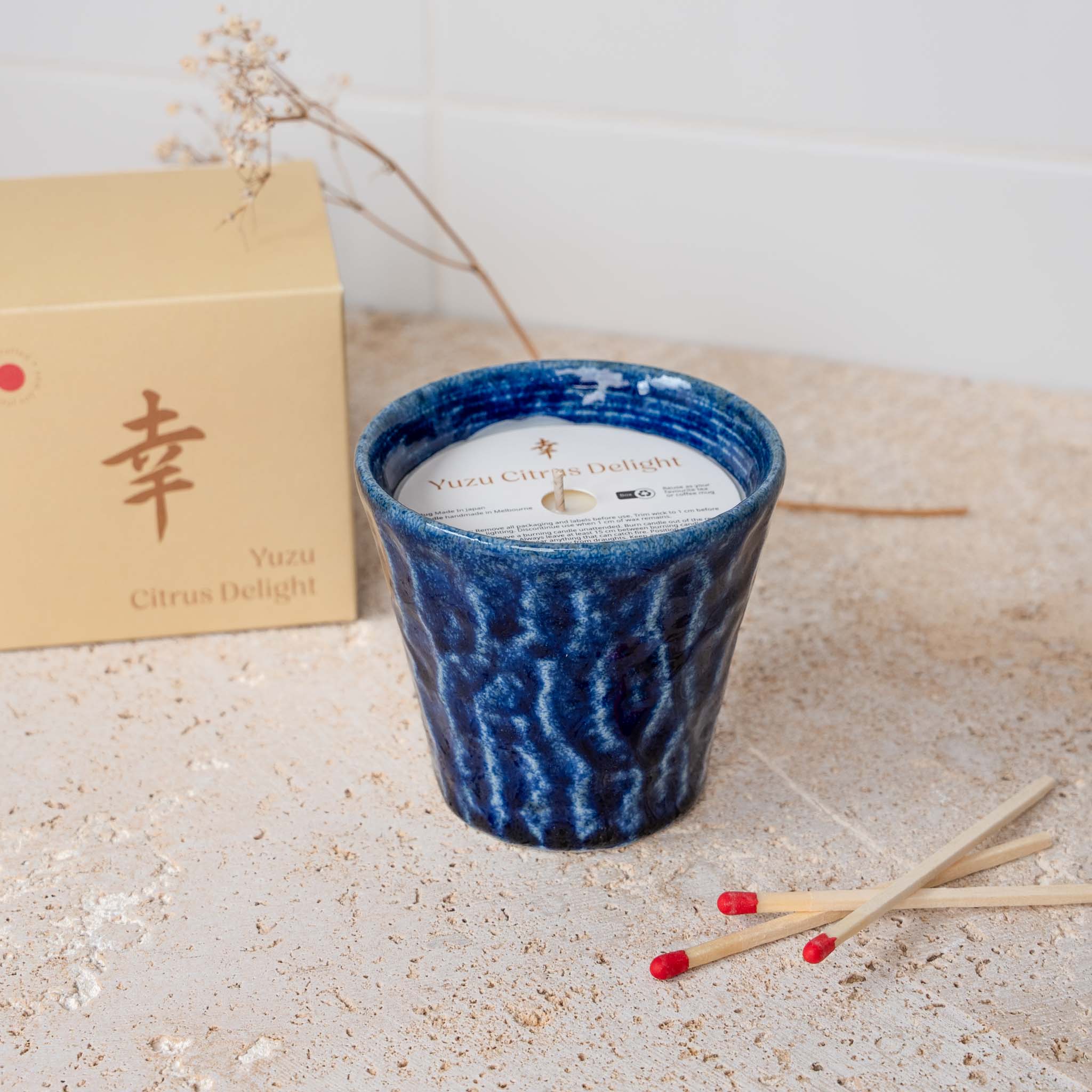 Candle Kyoto in Bloom Blue Ceramic 180g V637-K0052B