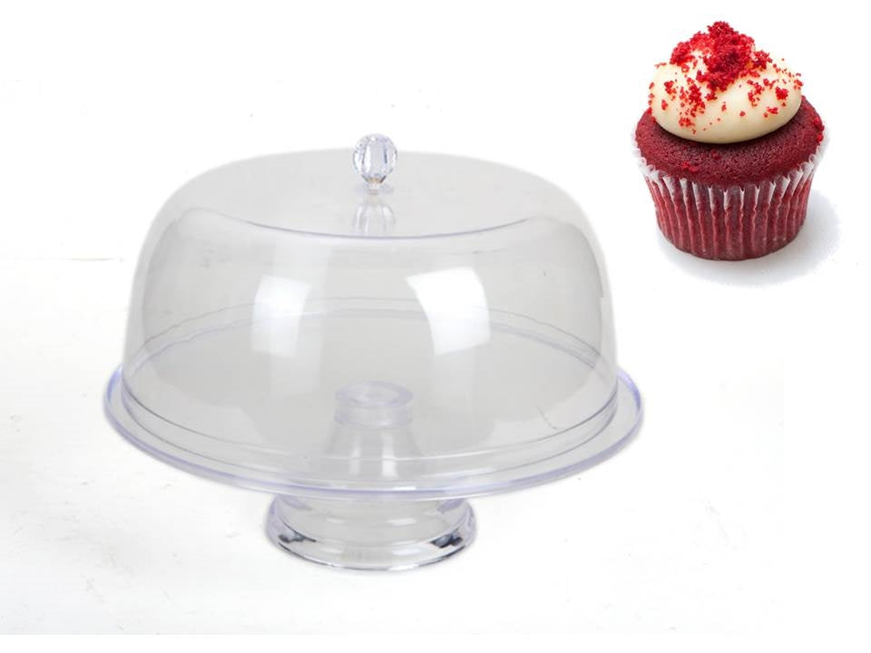 Acrylic Cake Stand w Lid Cover 34cm V637-KIT21799