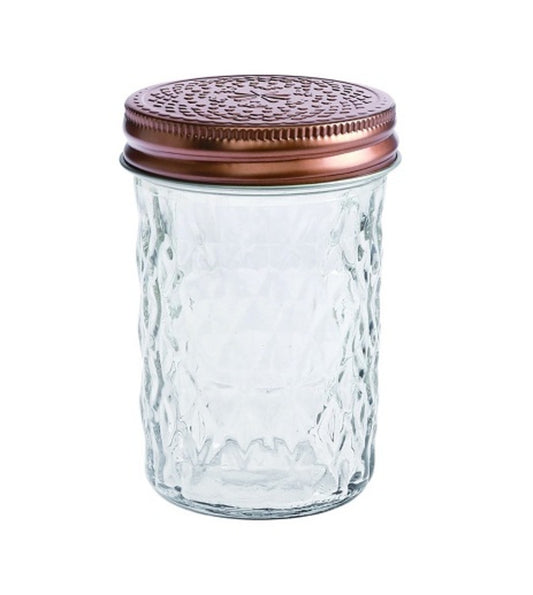 bulk 24 Medium Diamond Look Glass Jar w Rose Gold Lid 10cm V637-KIT30731