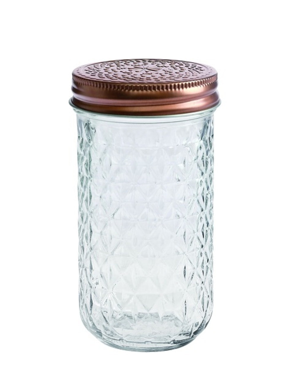 bulk 24 Large Diamond Look Glass Jar w Rose Gold Lid 13cm V637-KIT30732