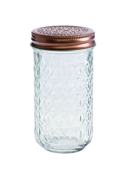 bulk 24 Large Diamond Look Glass Jar w Rose Gold Lid 13cm V637-KIT30732
