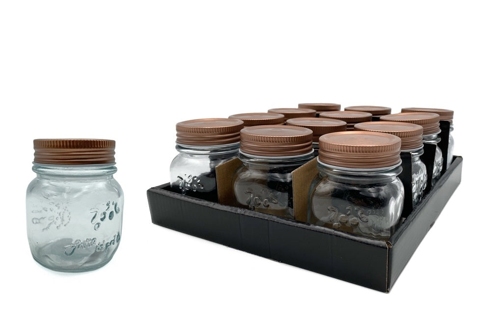 bulk 48 Glass Jar w Metal Lid 150ml Canister 8cm V637-KIT31694