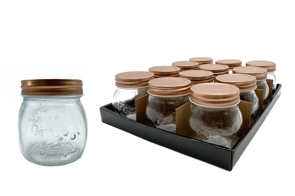 bulk 36 Glass Jar w Metal Lid 260ml Canister 9cm V637-KIT31695