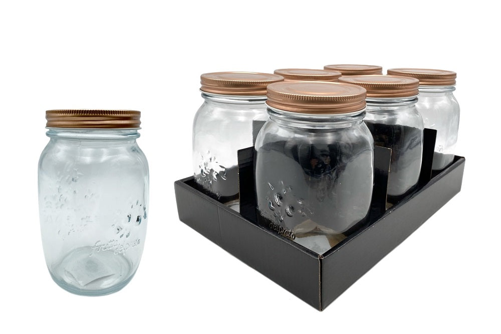 bulk 18 Glass Jar w Metal Lid 1000ml Canister 16cm V637-KIT31697