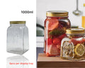 bulk 18 Glass Square Jar w Gold Metal Lid 1000ml V637-KIT31751
