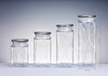 bulk 12 Swirl Embossed Squ Glass Jar w Glass Lid 27cm V637-KIT31846