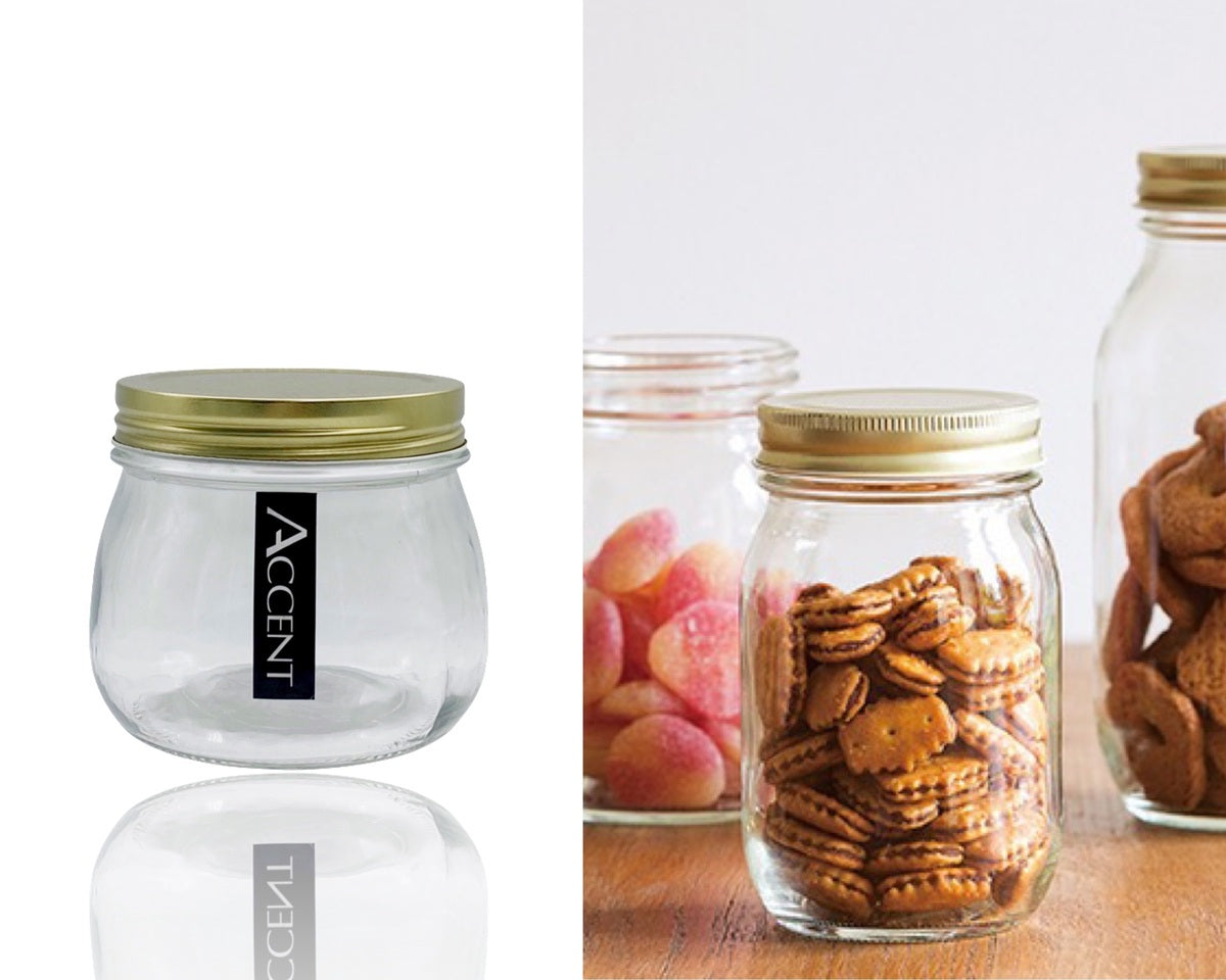 bulk 24 Glass Jar w Screw Lid 470ml Canister 10cm V637-KIT32675