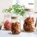 bulk 12 Glass Jar Screw Lid 1500ml Canister 21cm V637-KIT32678