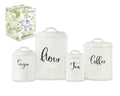 Set 4 Metal Kitchen Tin Sugar Flower Tea Coffee Food Container 25cm V637-KIT33885