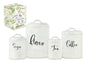 Set 4 Metal Kitchen Tin Sugar Flower Tea Coffee Food Container 25cm V637-KIT33885